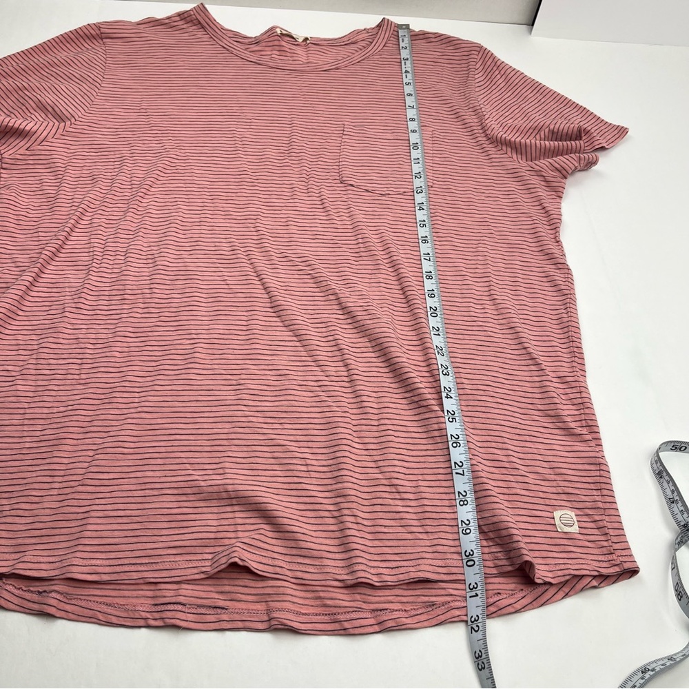 Marine Layer Pink Black Pinstripe‎ Pocket Short Sleeve Shirt Mens XXL *TINY FLAW - Picture 6 of 10
